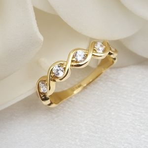 Solid 14k Gold Infinity CZ Ring - 14k Gold Band